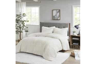 Twin Comforter-2 Piece Set Fur Down Alternative White