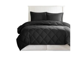 Eastern King Comforter-3 Piece Set Reversible Diamond Quilting Black