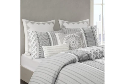 Full Queen Comforter 3 Piece Set Boho Chic Grey Living Spaces