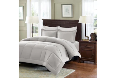 Eastern King/Cal King Comforter-3 Piece Set Box Quilted Down Alternative Grey