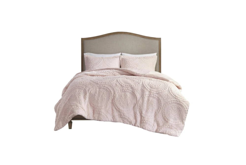 Twin Comforter-2 Piece Set Plush Medallion Pink