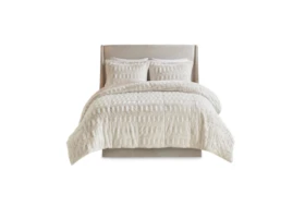 Full/Queen Comforter-3 Piece Set Fur Print Cream & Blush