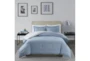 Full/Queen Comforter-3 Piece Set Reversible Stripe Down Alternative Blue - Room