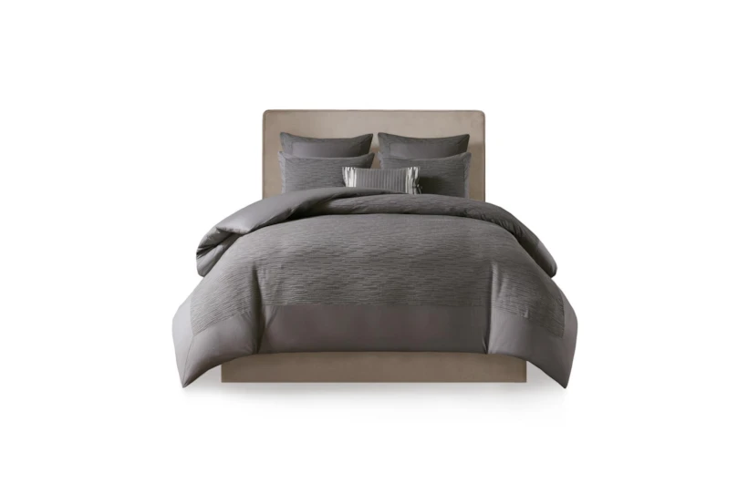 Full/Queen Comforter-3 Piece Set Crinkle Textured Charcoal - 360