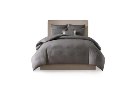 Eastern King Comforter-3 Piece Set Crinkle Textured Charcoal