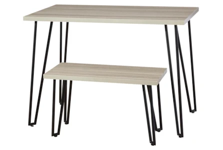 Greer Youth Black Leg Desk With Bench - Main