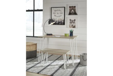 Greer Youth White Leg Desk With Bench