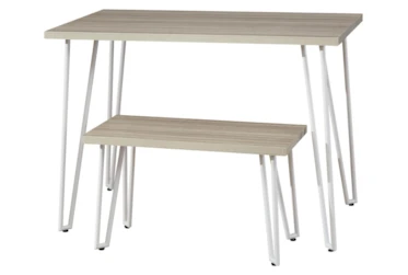 Greer Youth White Leg Desk With Bench