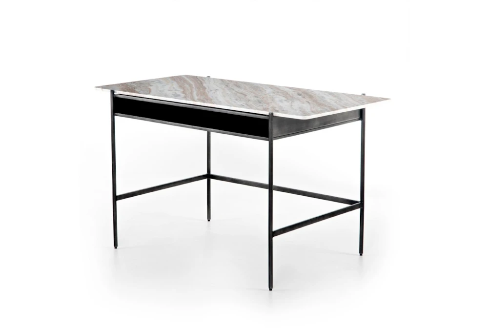 Marble And Hammered Iron Desk