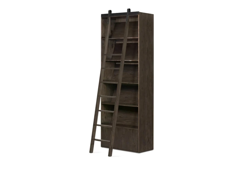 Dark Bane Charcoal Bookshelf And Ladder - 360