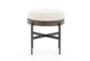 Wood + Upholstered Round Ottoman - Front