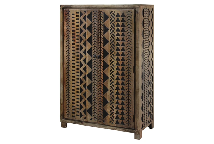 Carved Block Print Tall Cabinet - 360