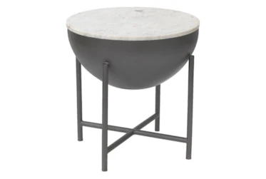 Marble + Metal Drum Accent Table