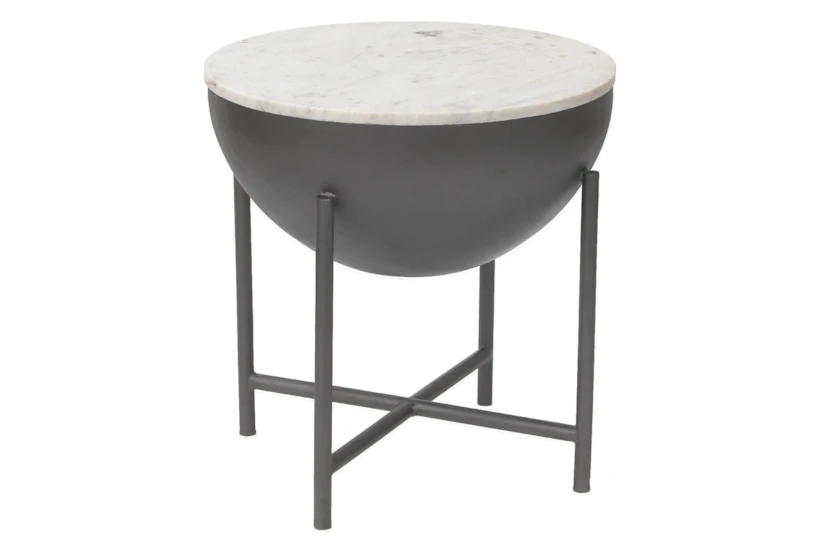 Marble + Metal Drum Accent Table - 360