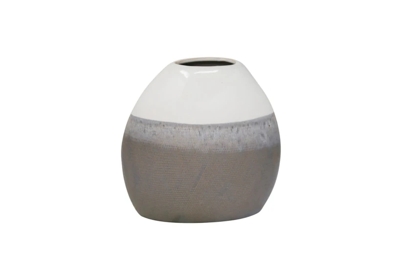 9 Inch Grey and White Ceramic Vase - 360