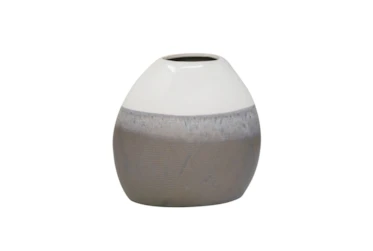 9 Inch Grey and White Ceramic Vase