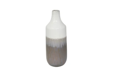 16 Inch Grey and White Ceramic Vase