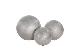 Silver Ceramic Orbs-Set Of 3