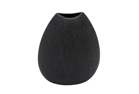 11 Inch Black Beaded Oval Vase