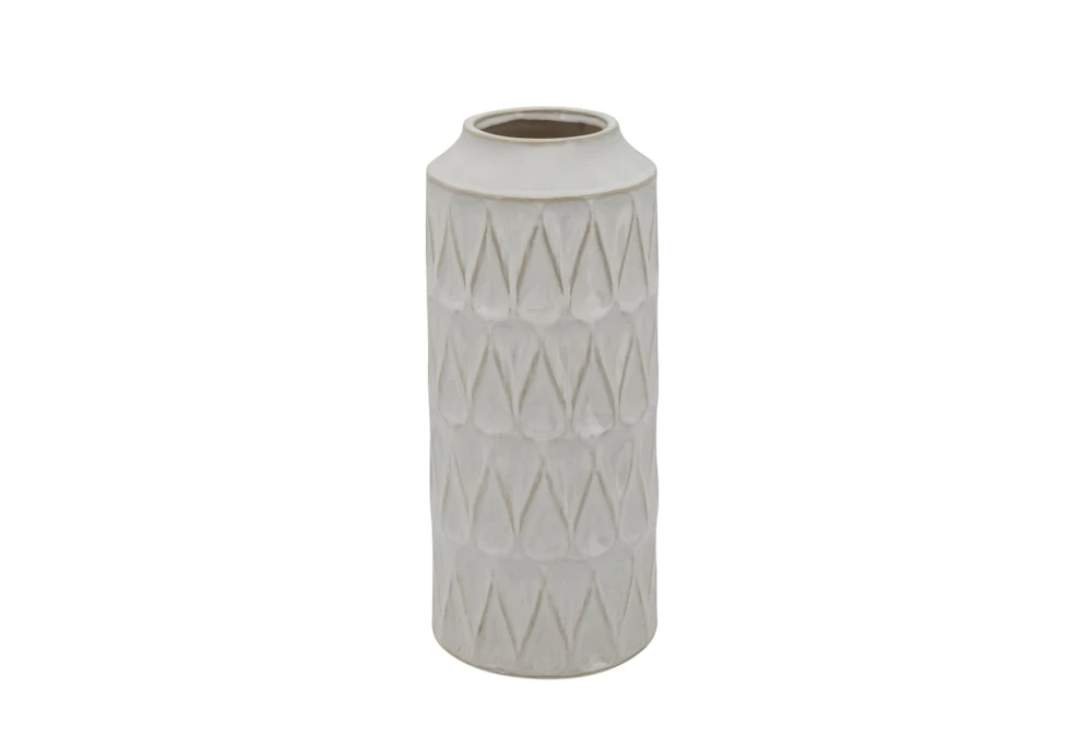 16 Inch White Textured Zig Zag Teardrop Vase