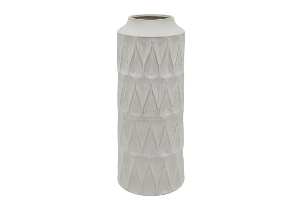 22 Inch White Textured Zig Zag Teardrop Vase