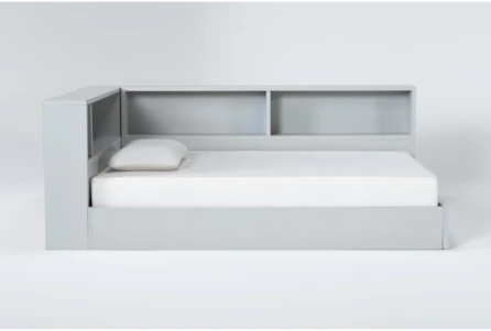 Mateo Grey Full Corner Bookcase Bed, Bookcase Bed Queen White