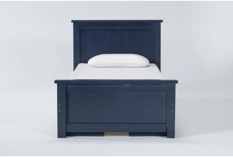 Mateo Blue Twin Panel Bed With Double 3 Drawer Storage Unit - 360