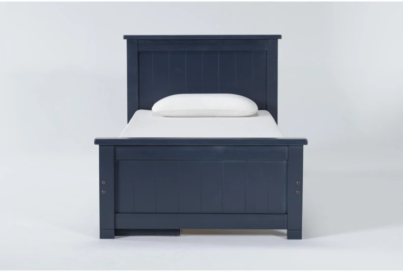 Mateo Blue Twin Panel Bed With Single 3 Drawer Storage Unit - 360