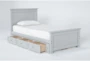 Mateo Grey Twin Panel Bed With Double 3 Drawer Storage Unit - Side
