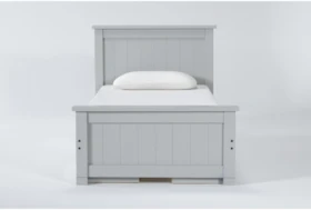 Mateo Grey Twin Panel Bed With Double 3 Drawer Storage Unit