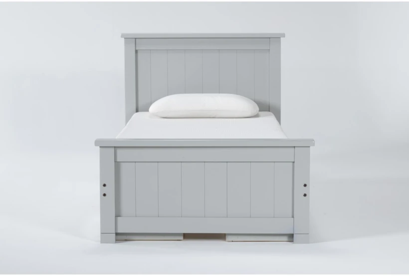 Mateo Grey Twin Panel Bed With Double 3 Drawer Storage Unit - 360