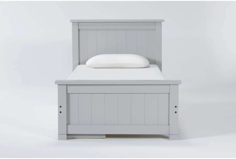 Mateo Grey Twin Panel Bed With Single 3 Drawer Storage Unit - 360
