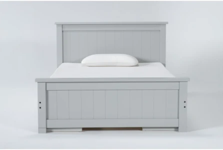 Mateo Grey Full Panel Bed With Double 3 Drawer Storage Unit