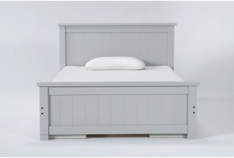 Mateo Grey Full Panel Bed With Double 3 Drawer Storage Unit - 360