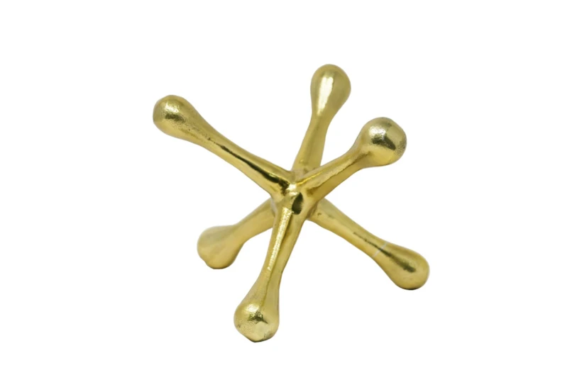 8 Inch Gold Metal Jacks Sculpture - 360