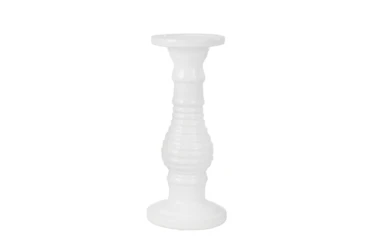 15 Inch White Turned Ceramic Pillar Candle Holder