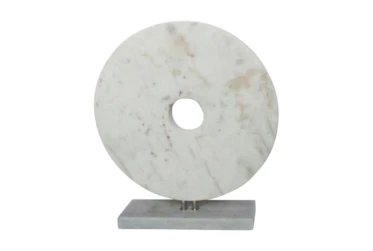 18 Inch White Marble Disk On Stand