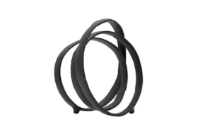13 Inch Black Metal Interlocking Rings Sculpture
