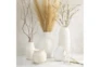 10 Inch White Ceramic Textured Chevron Vase - Room