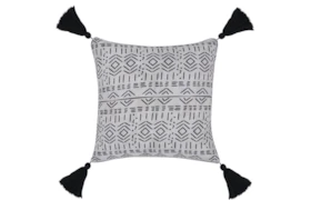 22X22 Black + White Zambia Mudcloth Outdoor Accent Pillow