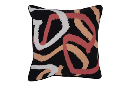 22X22 Black + Clay Abstract Multi Outdoor Throw Pillow - Main