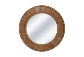 Wood Frame 28 Inch Wall Mirror, Brown Wb
