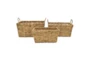 Set Of 3 Tight Weave Rectangular Water Hyacinth Baskets With Handles - Signature