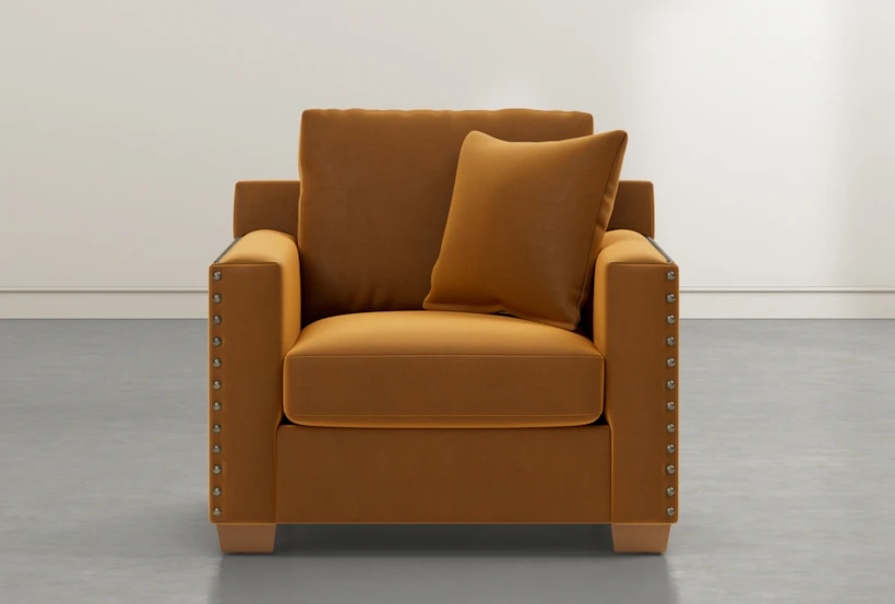 Modena Orange Nailhead Chair - 360
