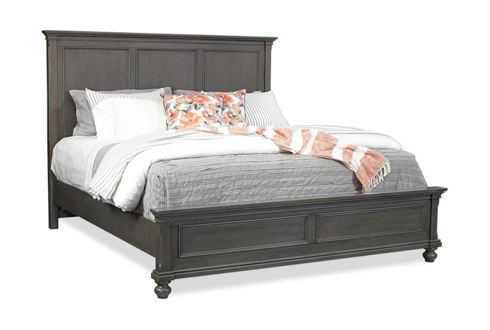 Oxby Grey Queen Wood Panel Bed