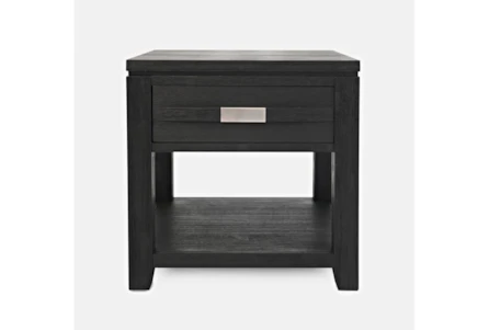 Zachar Charcoal End Table With Drawer And Shelf