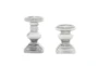 Clear Glass Candle Holder Set Of 2 - Front