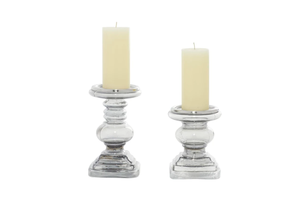 Clear Glass Candle Holder Set Of 2
