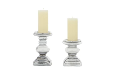 Clear Glass Candle Holder Set Of 2 - Main