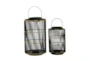 11 & 16 Inch Black + Gold Metal Wire Lantern-Set Of 2 - Material